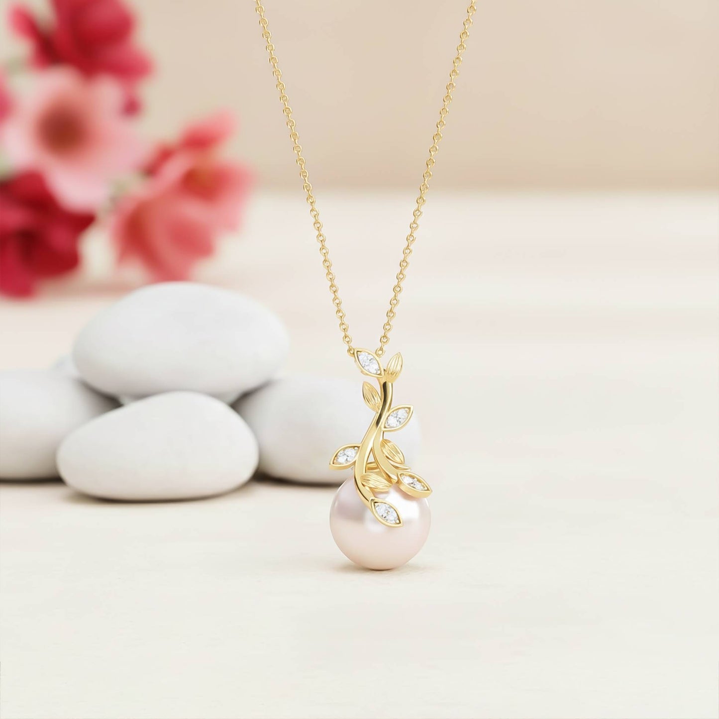 Silver Freshwater Cultured Pearl and Diamond Drop Pendant