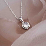 Silver Floral Flower Solitaire Pendant Gold Vermeil (2.5 Micron)