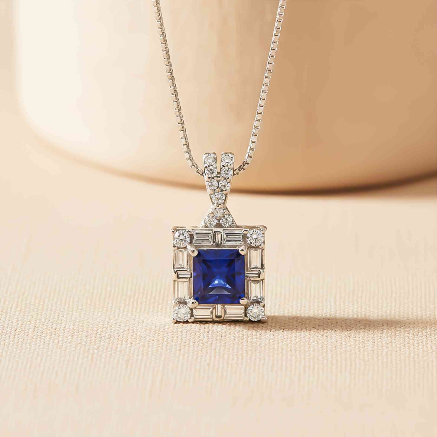 Silver Square Vintage Princess Pendant Gold Vermeil (2.5 Micron)