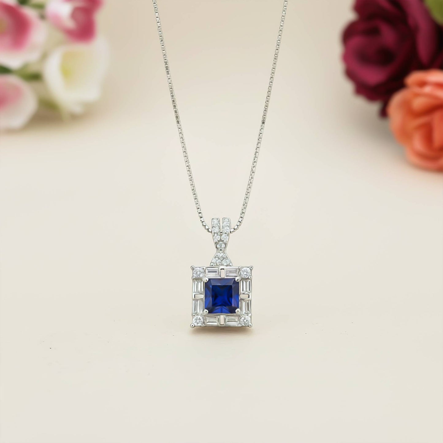 Silver Square Vintage Princess Pendant Gold Vermeil (2.5 Micron)