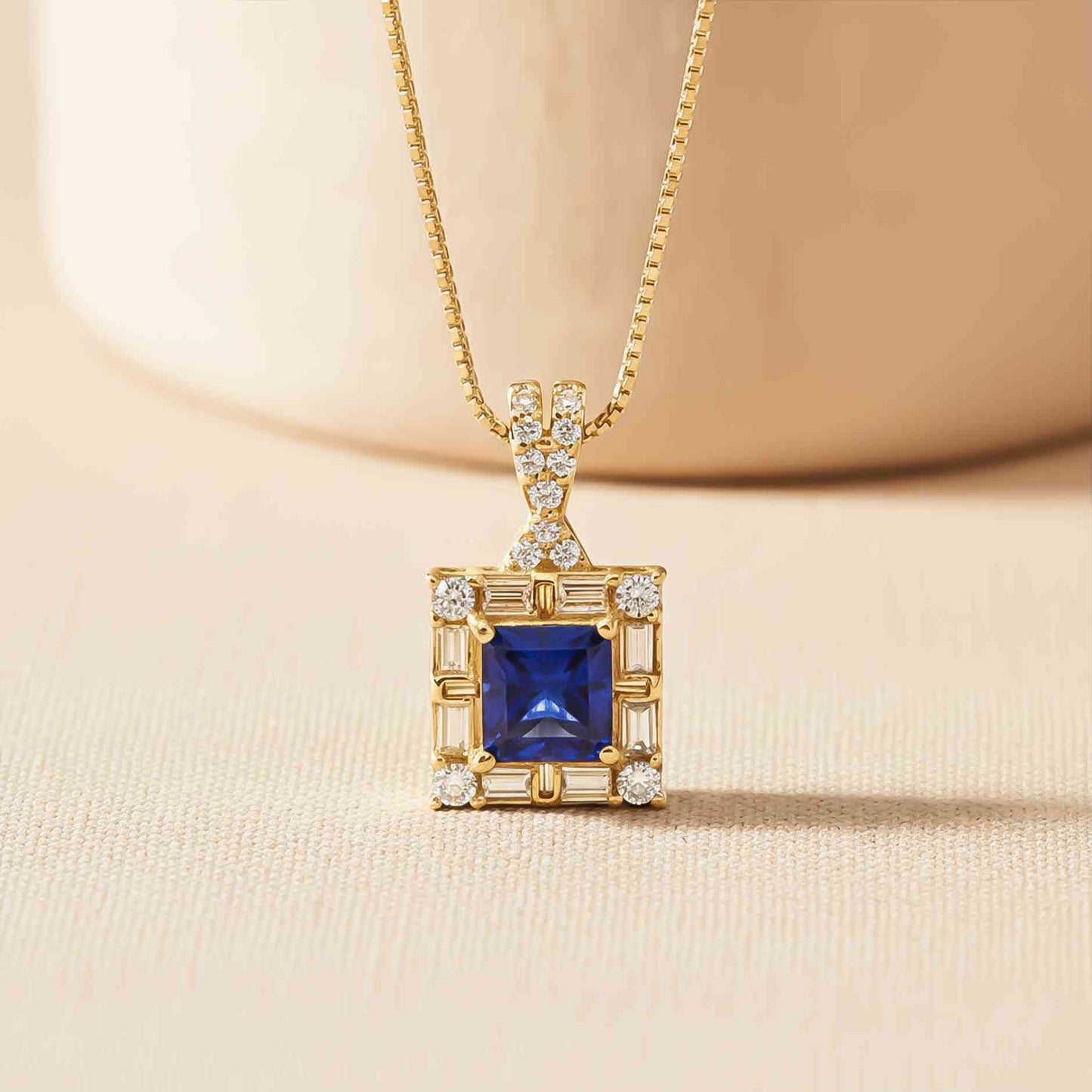 Silver Square Vintage Princess Pendant Gold Vermeil (2.5 Micron)