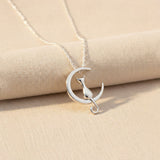 Silver Dreamy Moon Cat Pendant Gold Vermeil (2.5 Micron)