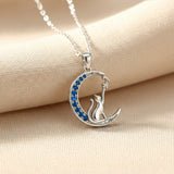 Silver Moon Cat Pendant Gold Vermeil (2.5 Micron)