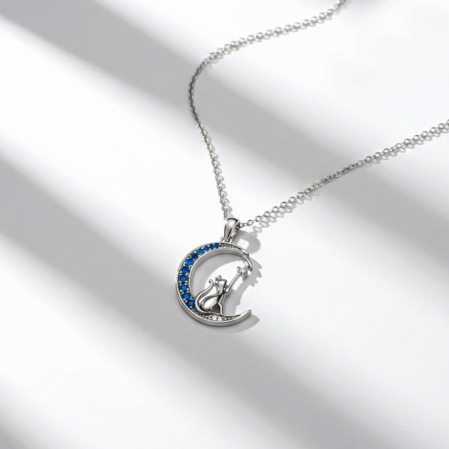 Silver Moon Cat Pendant