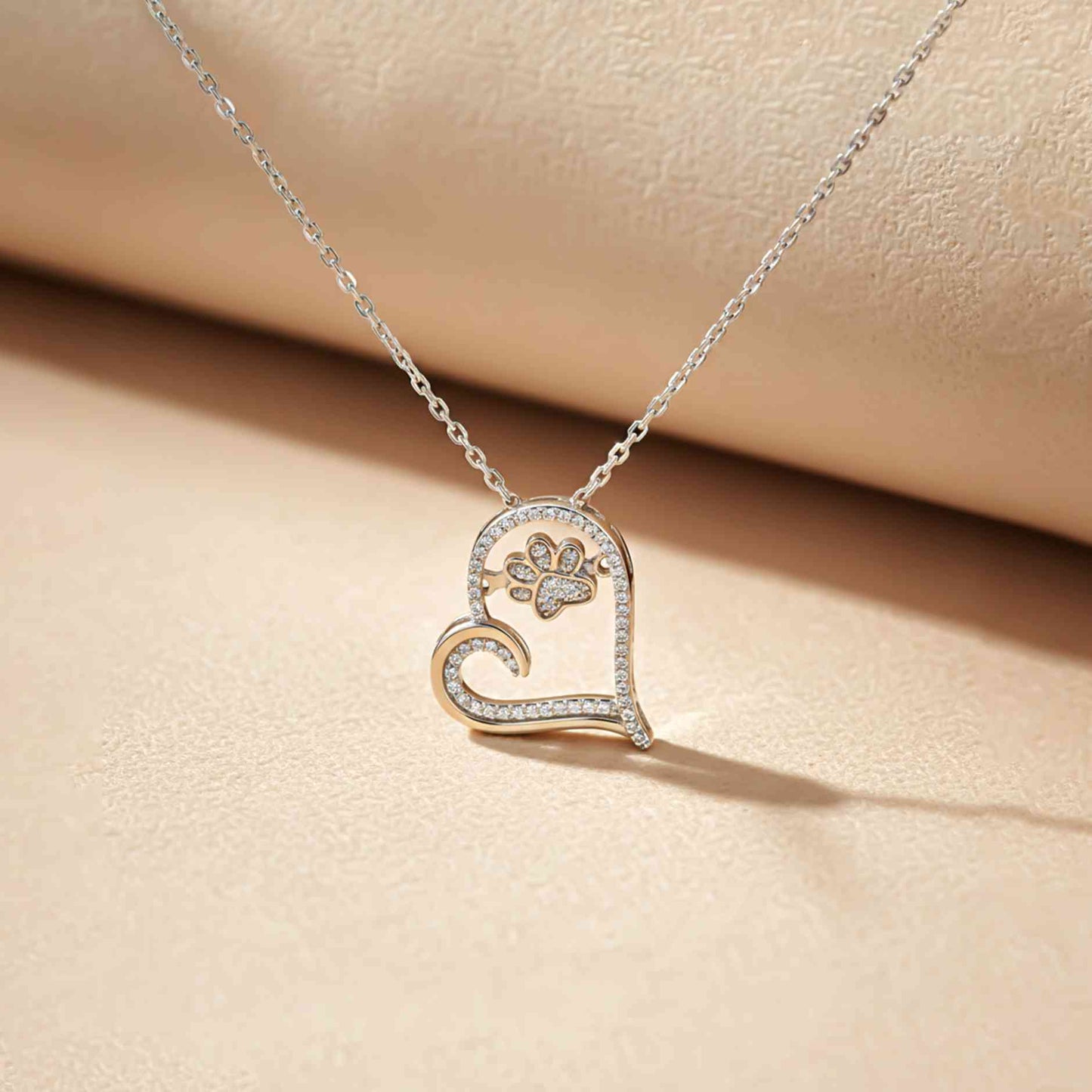 Silver Heart Dog Paw Pendant