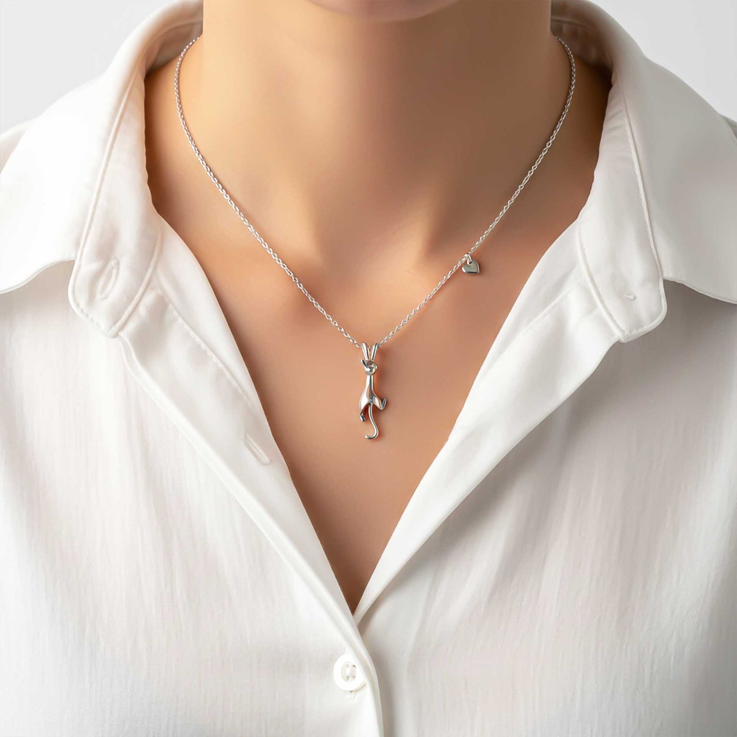 Silver Cute Cat Pendant
