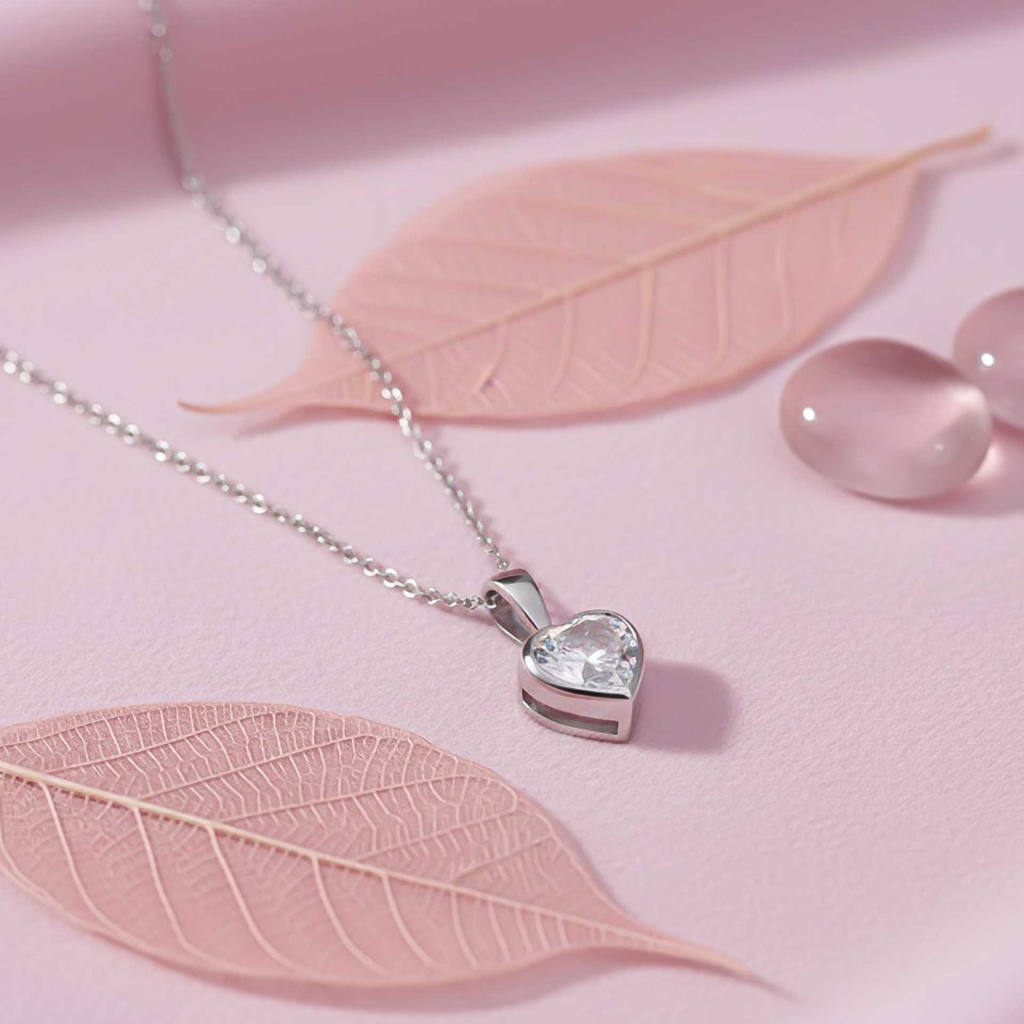 Silver Solitaire Heart Bazel Set Pendant