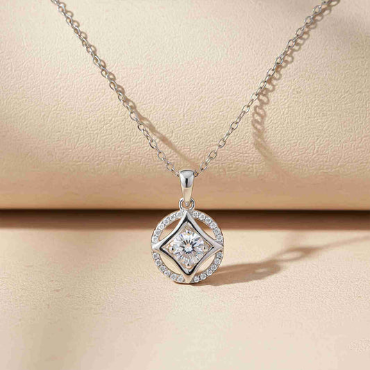 Silver Zircon Studded Star Circle Pendant