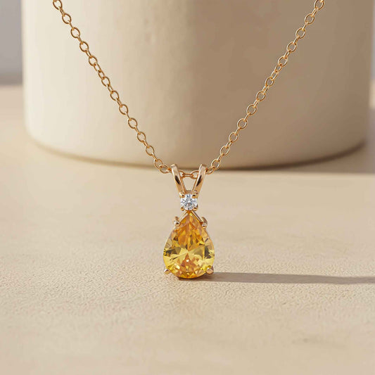 Yellow Gold Pear Citrine Pendant