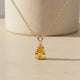 Yellow Gold Pear Citrine Pendant Gold Vermeil (2.5 Micron)