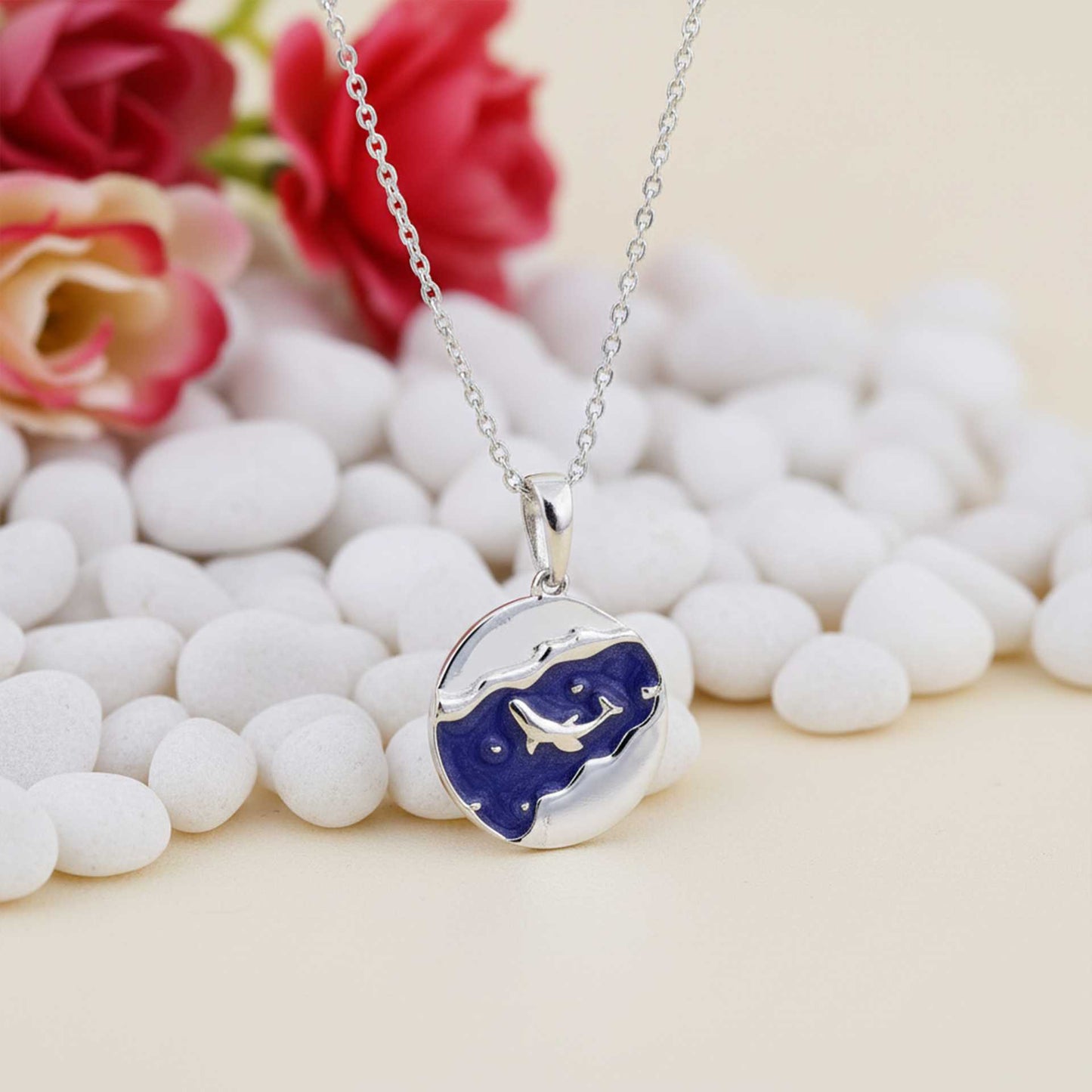 Silver Enamel Dolphin Pendant