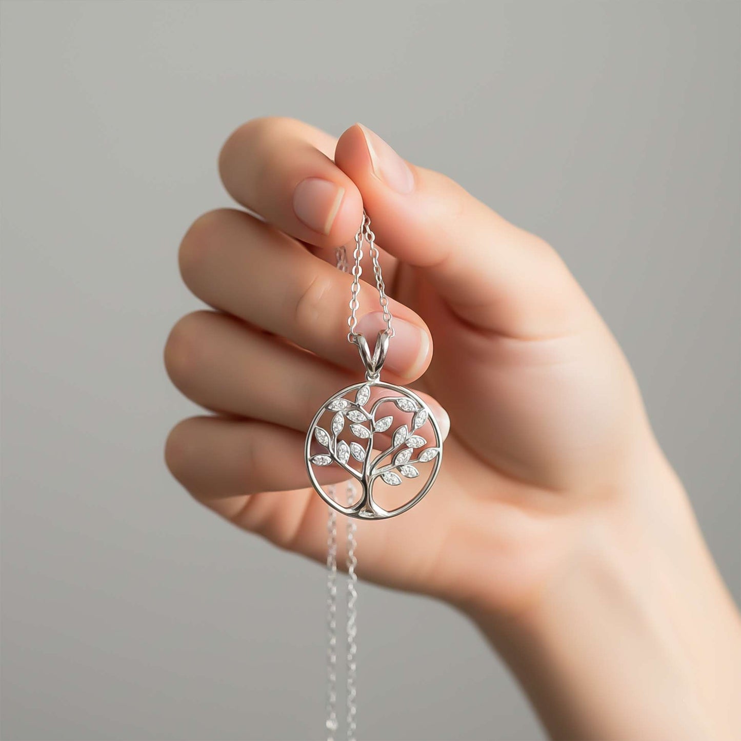 Silver Personalized Family Tree Pendant
