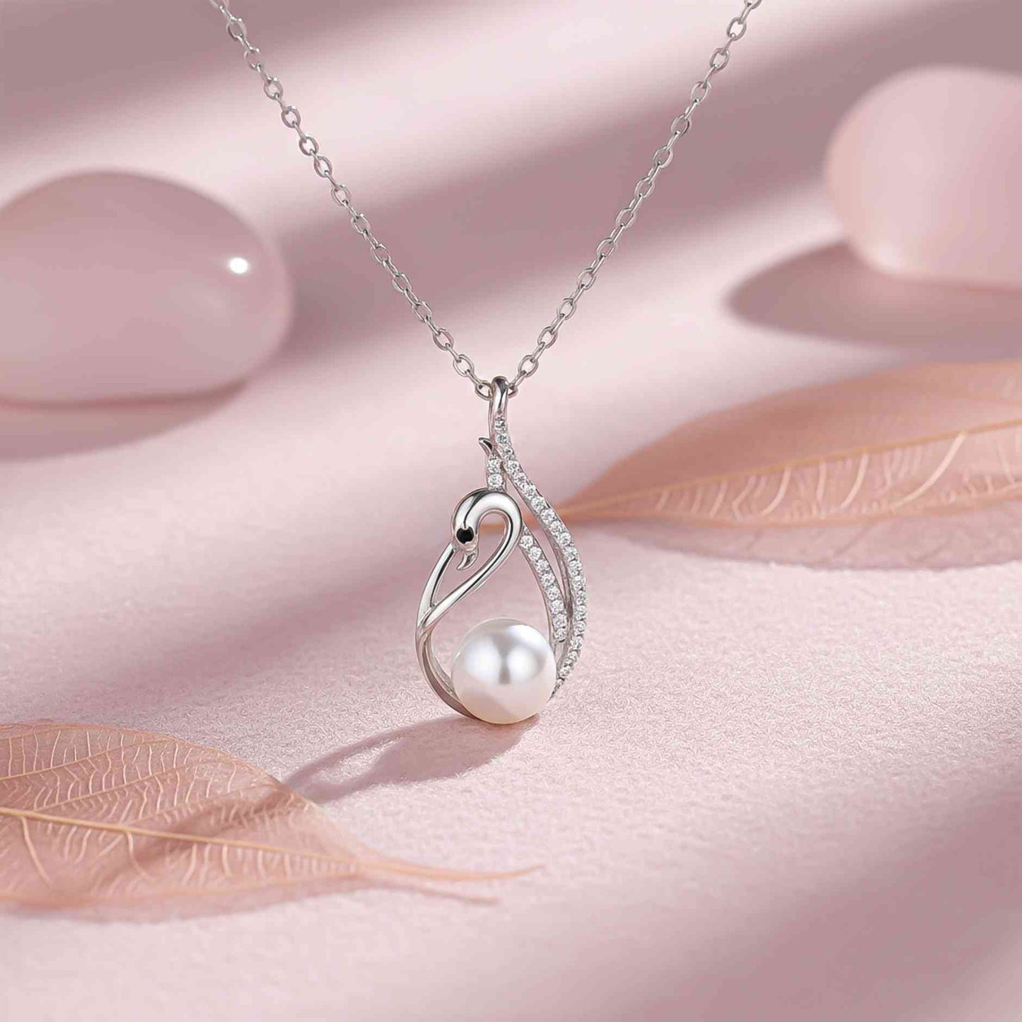 Silver Swan Pendant With Freshwater Pearl