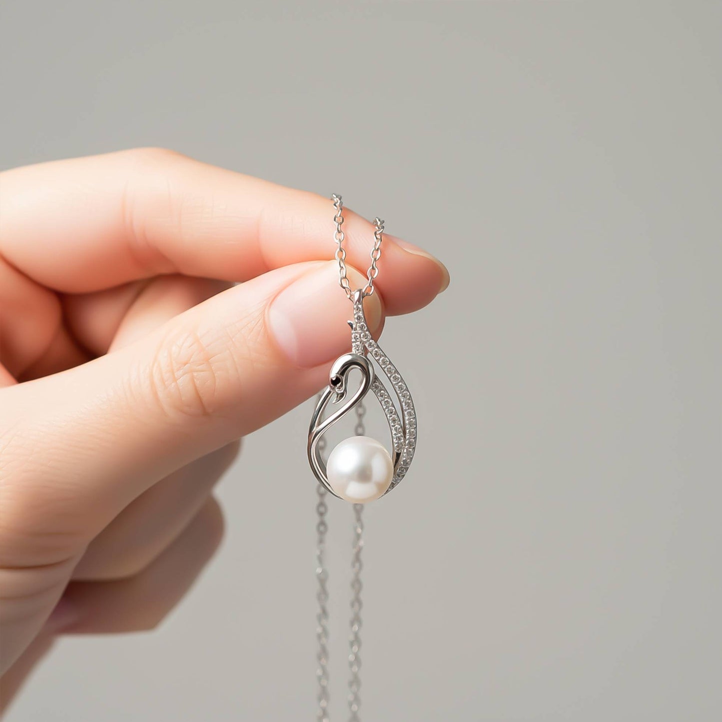 Silver Swan Pendant With Freshwater Pearl