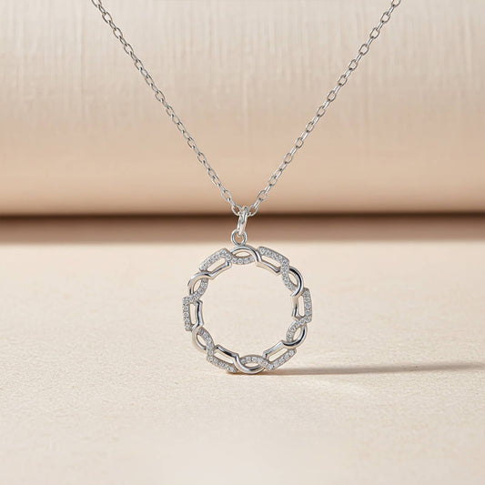 Silver Circle Zircon Studded Pendant