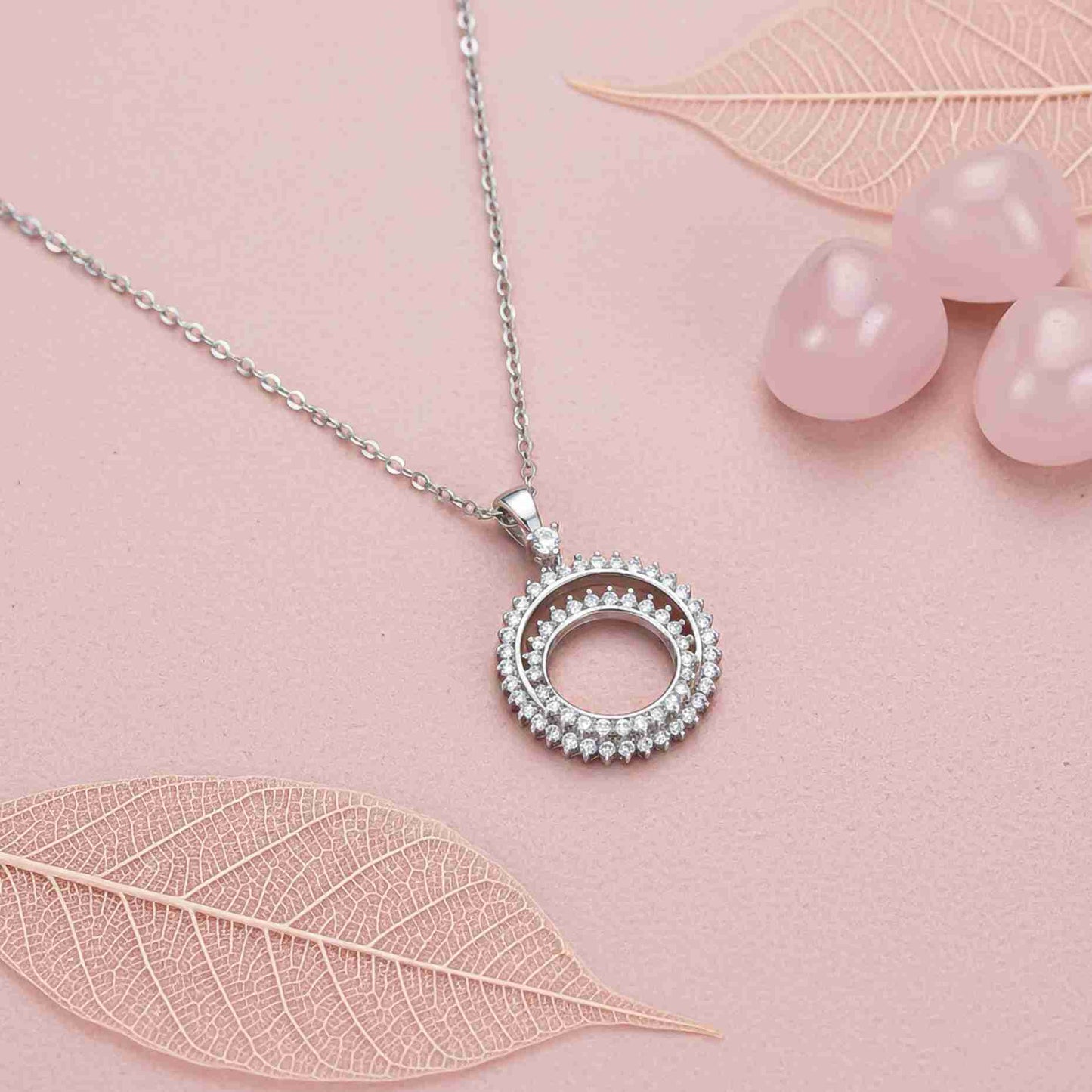 Silver Double Ring Circle Pendant