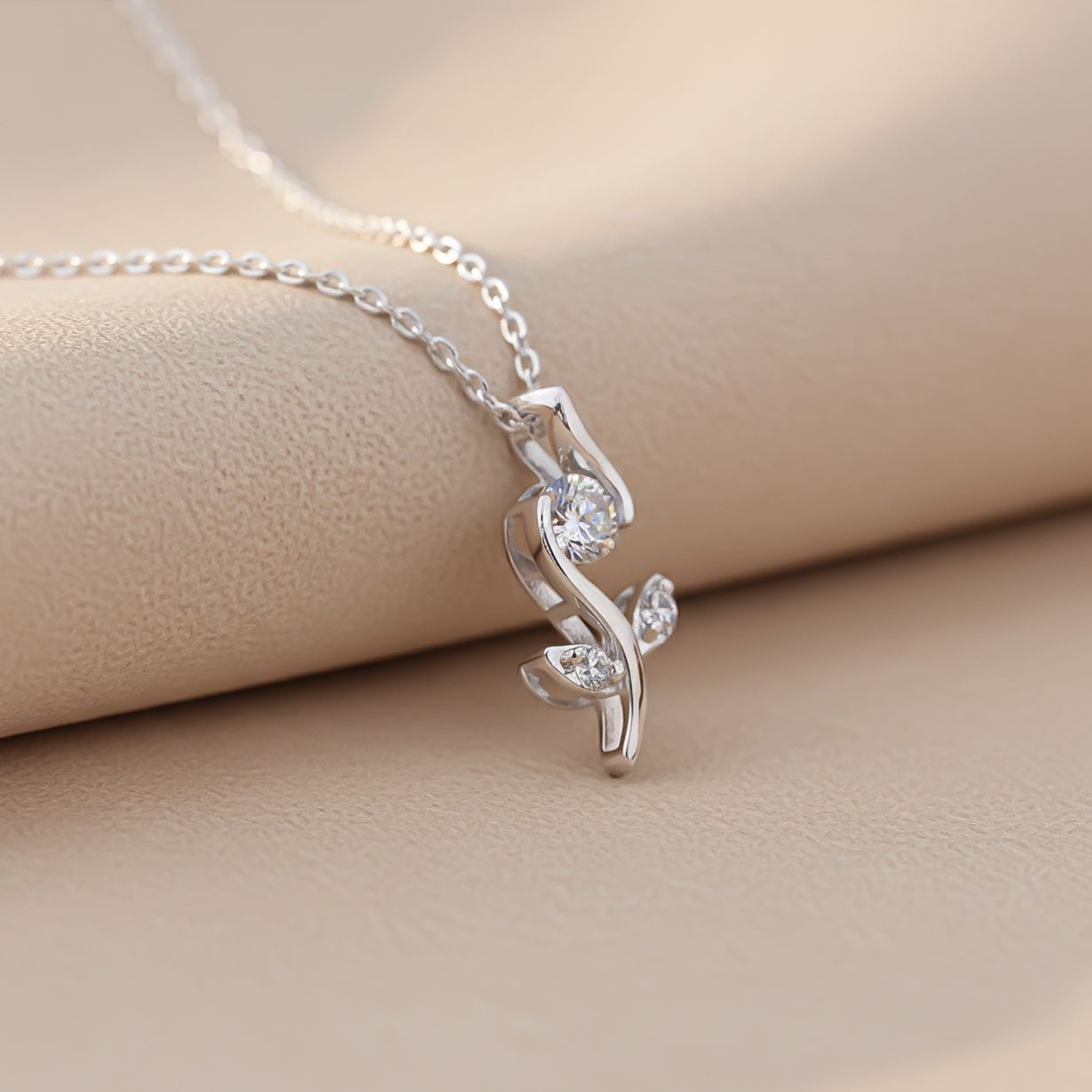 Silver Growing Plant Minimalist Pendant