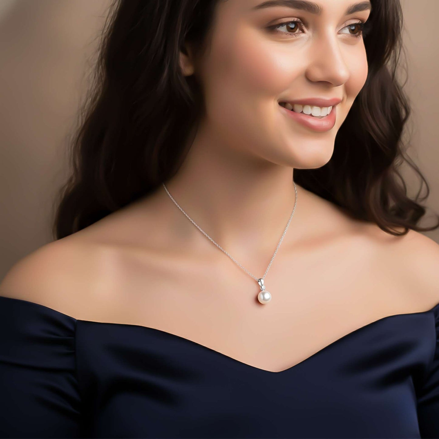 Silver Freshwater Water Moon Pendant