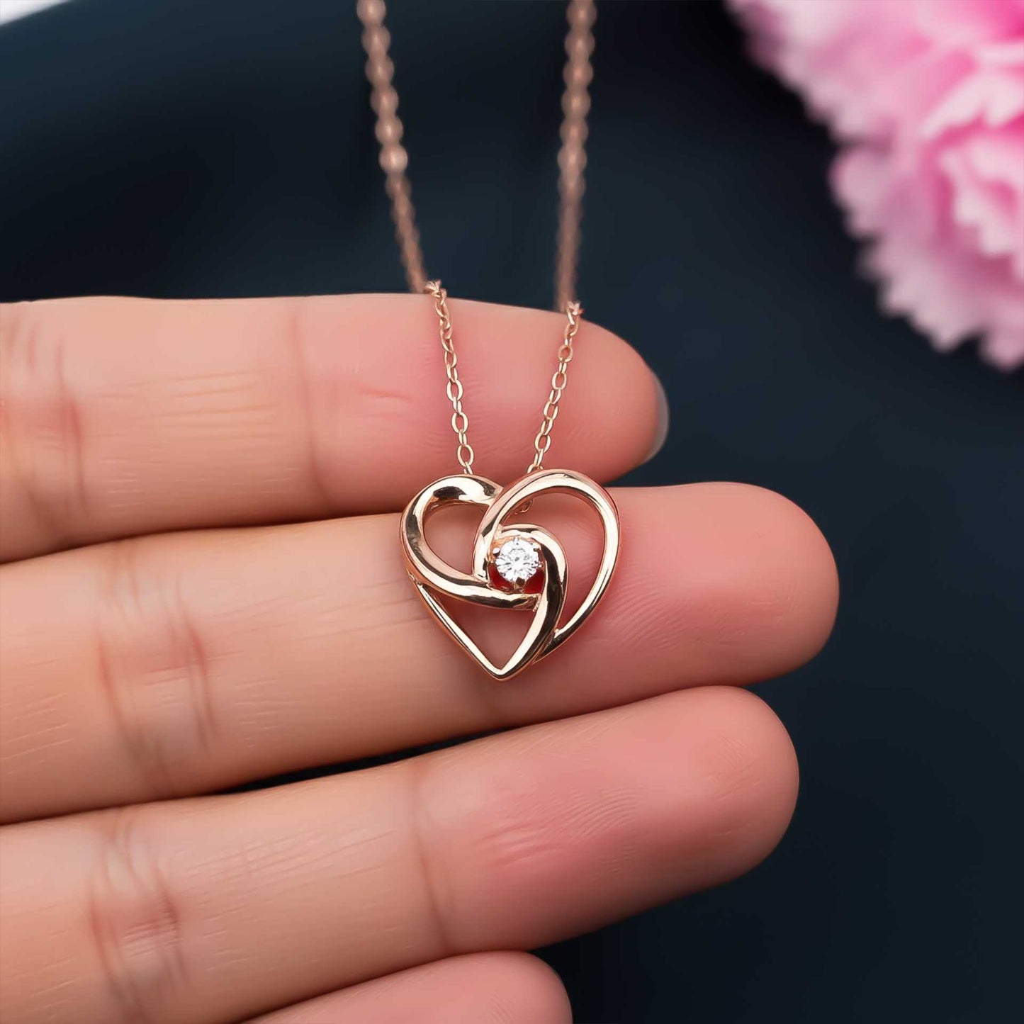 Sterling Silver Heart Diamond Pendant