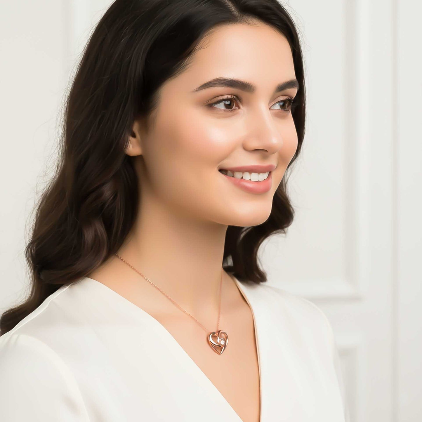 Sterling Silver Heart Diamond Pendant