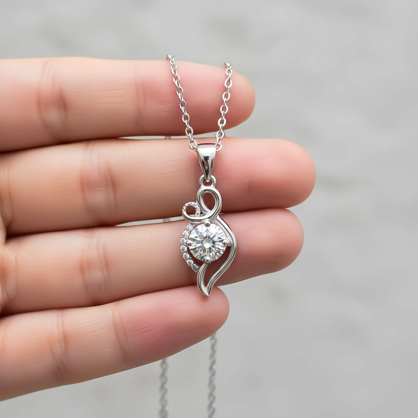 Silver Zircon Falling Drop Pendant