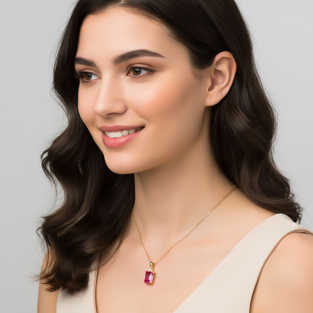 Sterling Silver Golden Gracious Ruby Pendant