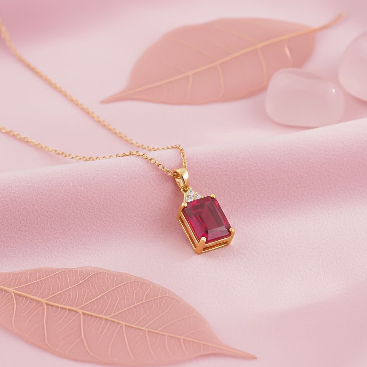 Sterling Silver Golden Gracious Ruby Pendant