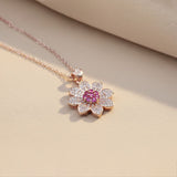 Sterling Silver Pink Floral Pendant Gold Vermeil (2.5 Micron)