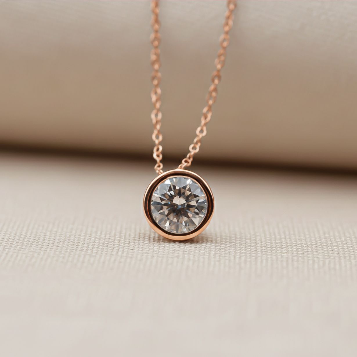Silver Classic Solitaire Bezel Pendant