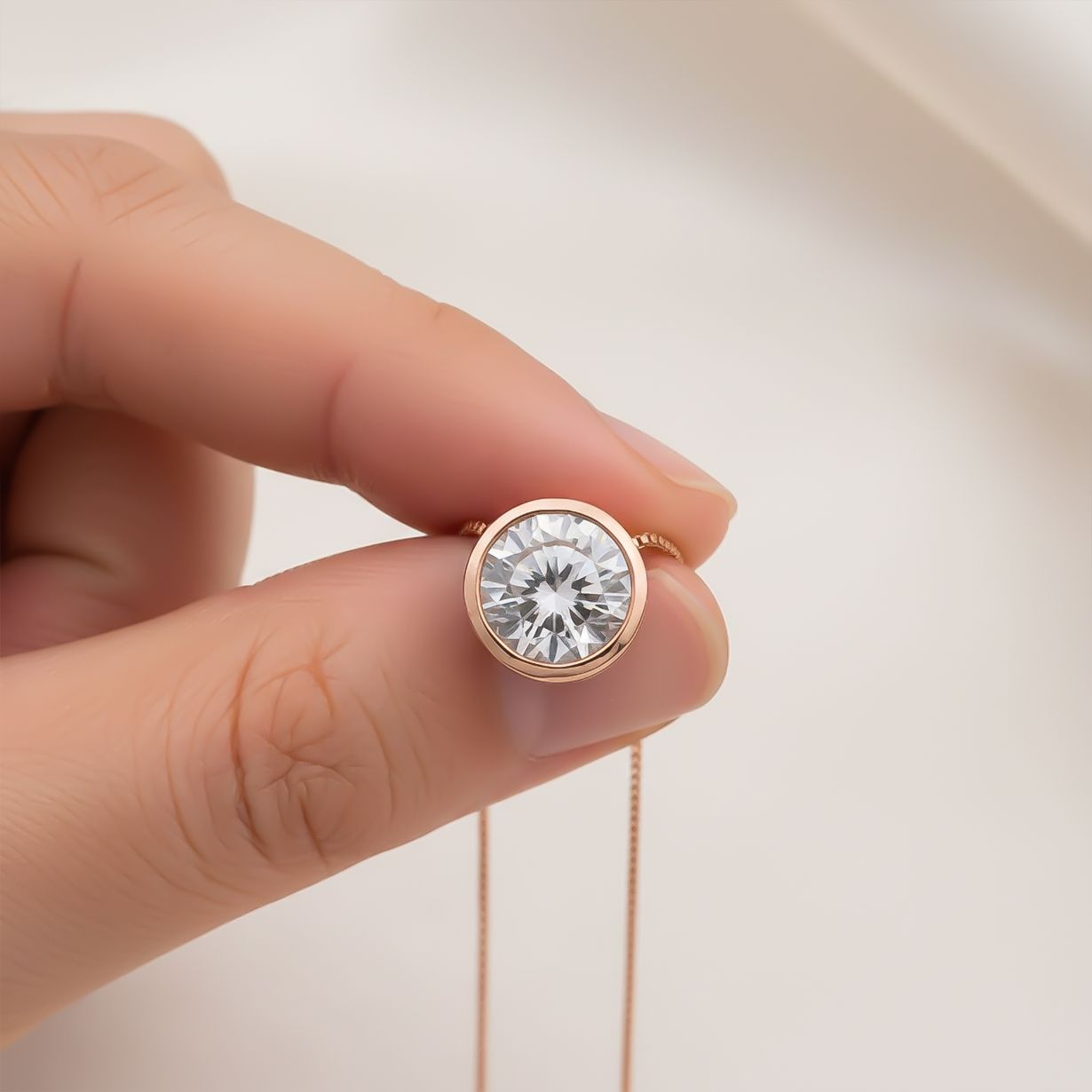 Silver Classic Solitaire Bezel Pendant