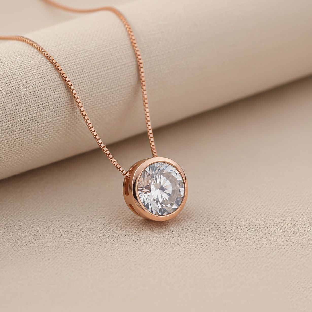 Silver Classic Solitaire Bezel Pendant