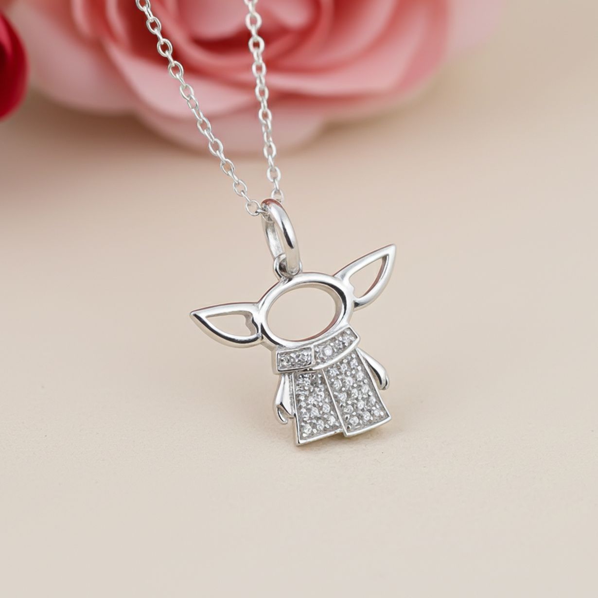 Silver Star Wars Baby Yoda Grogu Pendant