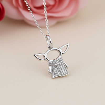 Silver Star Wars Baby Yoda Grogu Pendant