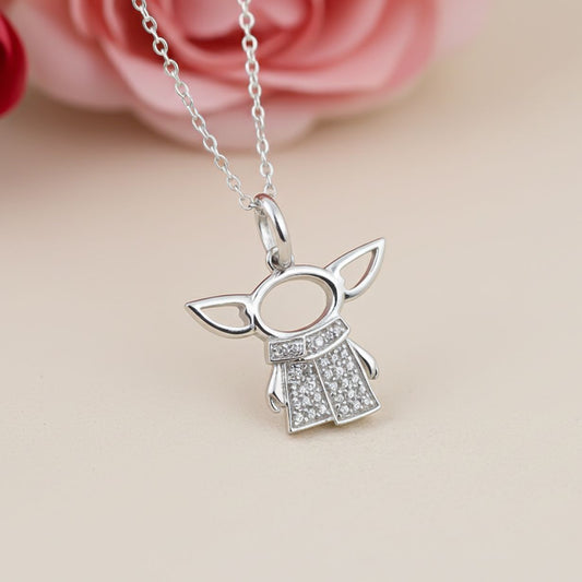 Silver Star Wars Baby Yoda Grogu Pendant
