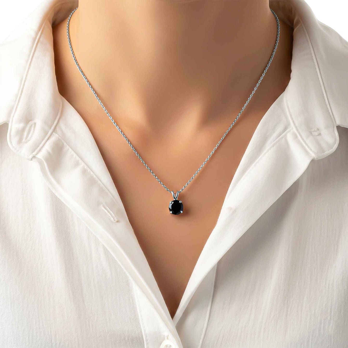 Silver Black Diamond Spherical Pendant
