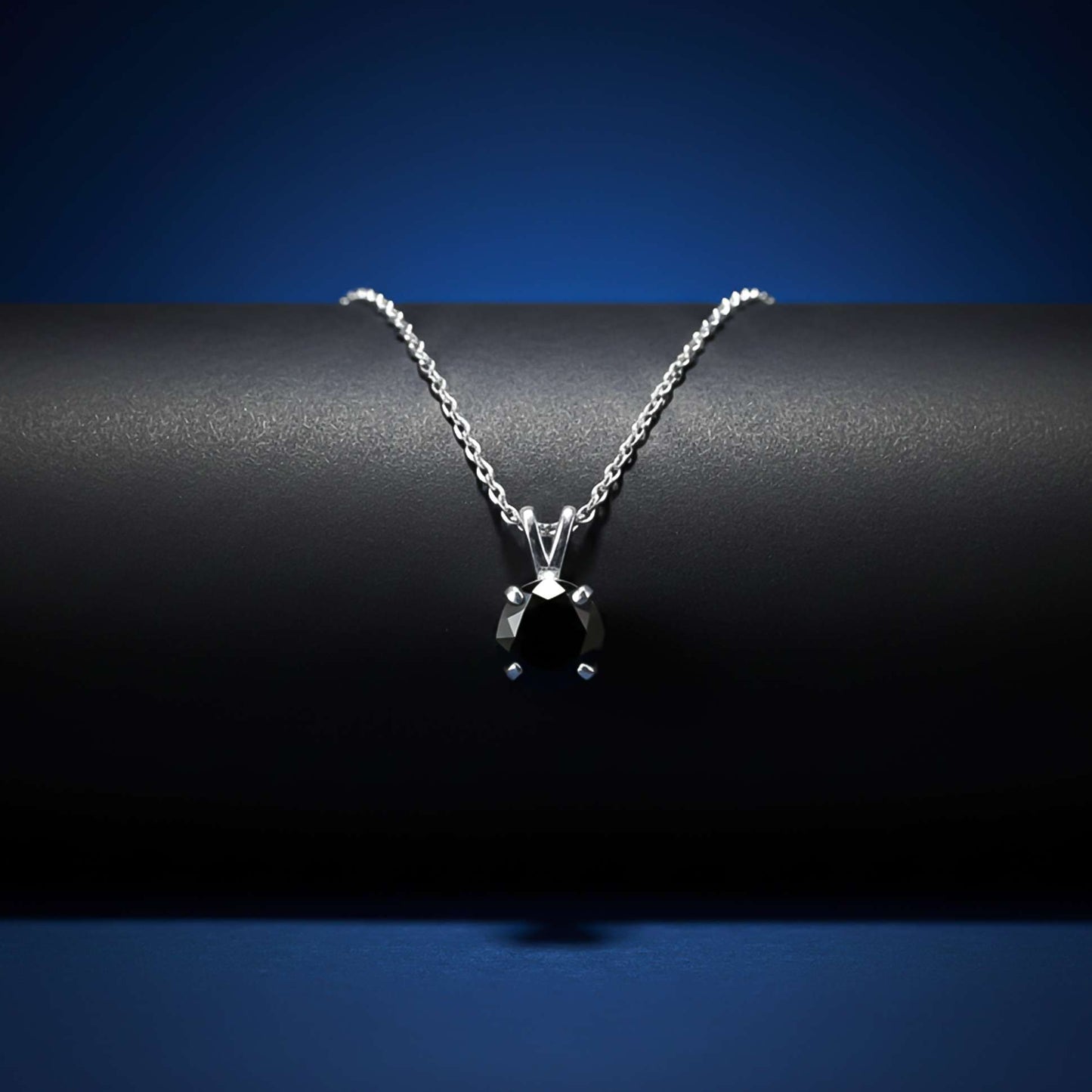 Silver Black Diamond Spherical Pendant