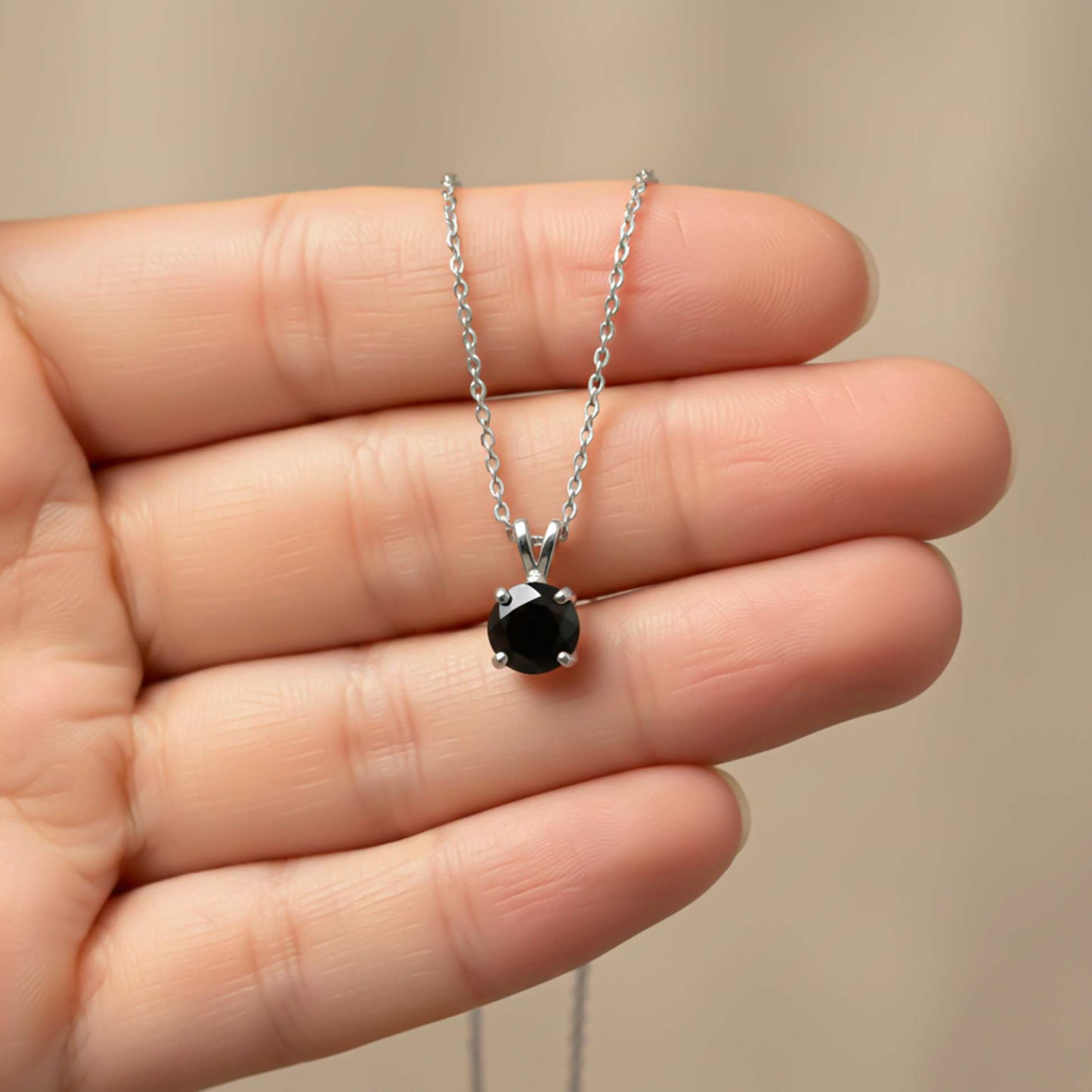 Silver Black Diamond Spherical Pendant