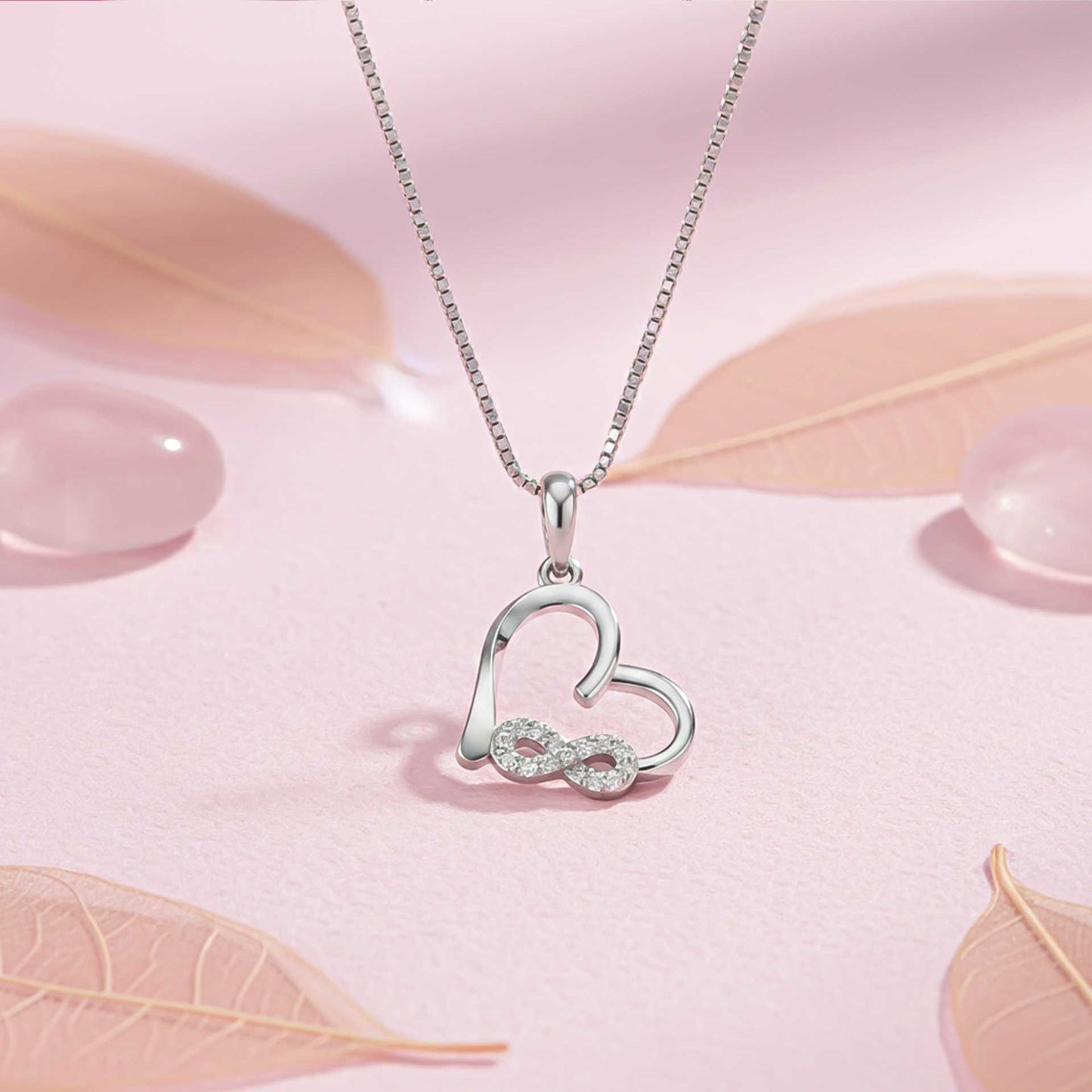 Silver Heart Infinity Zircon Pendant