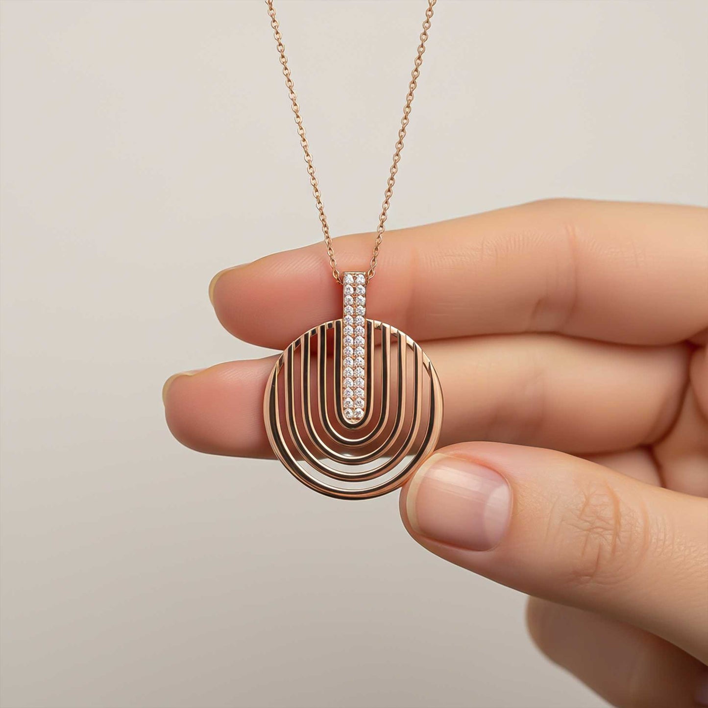 Silver Clutched Medal Rose Gold Pendant