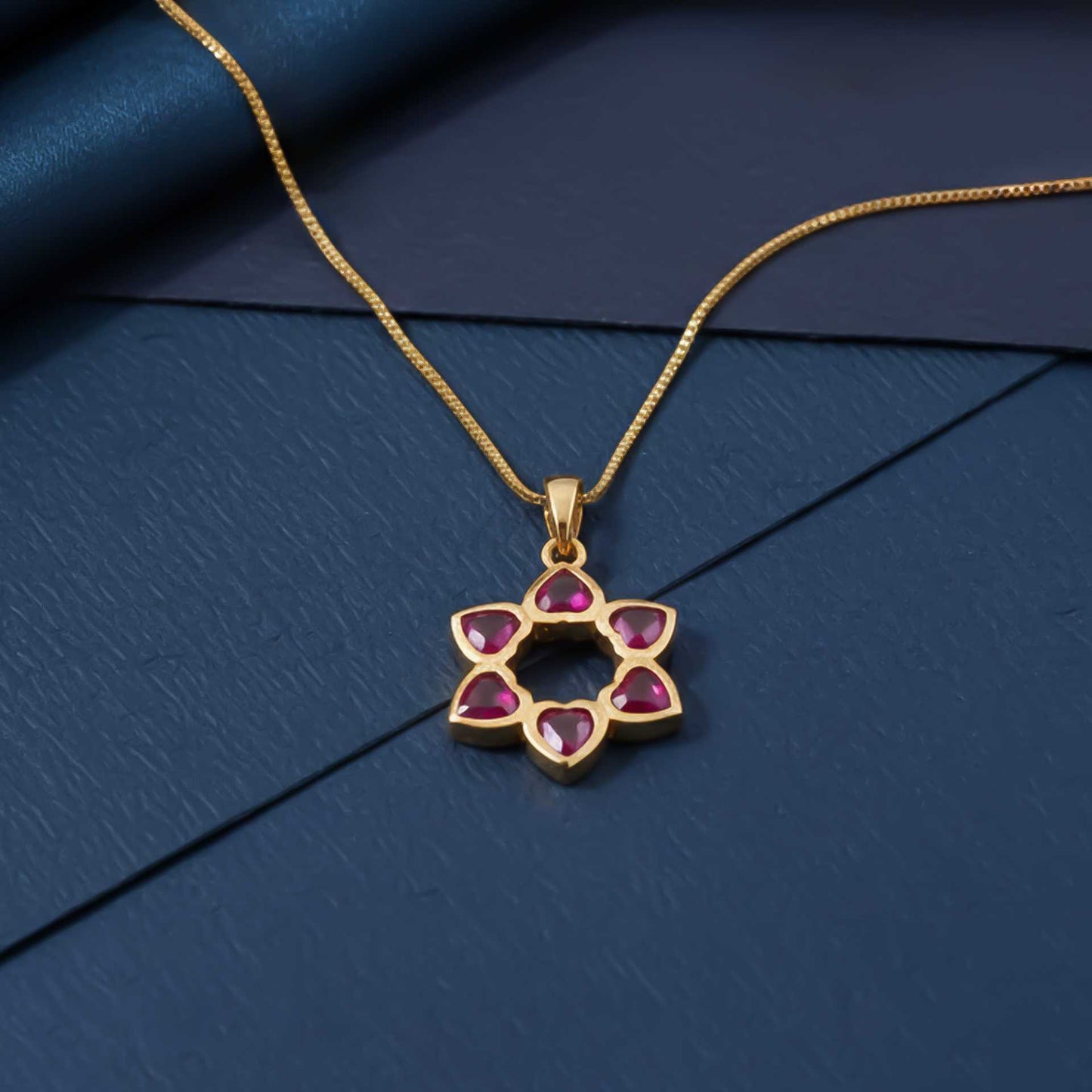 Silver Star Floral Ruby Pendant