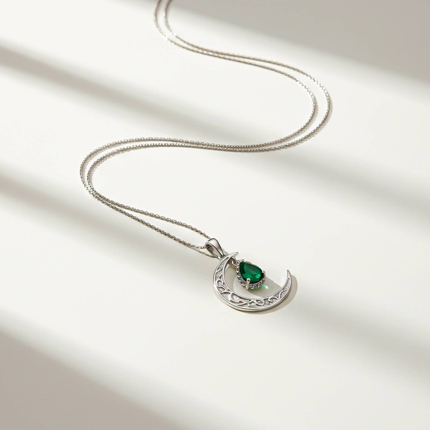 Silver Eclipse Crescent Moon Pendant