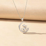 Silver Dreamy Moon Couple Cat Pendant Gold Vermeil (2.5 Micron)