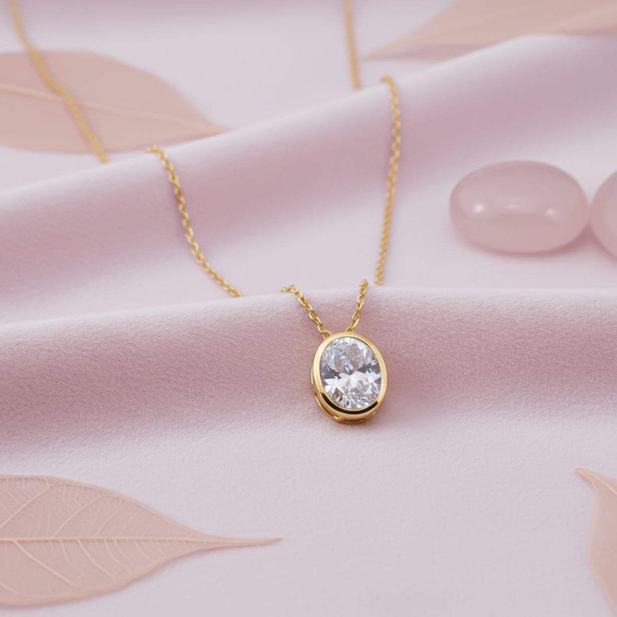 Silver Oval Classic Solitaire Bezel Pendant