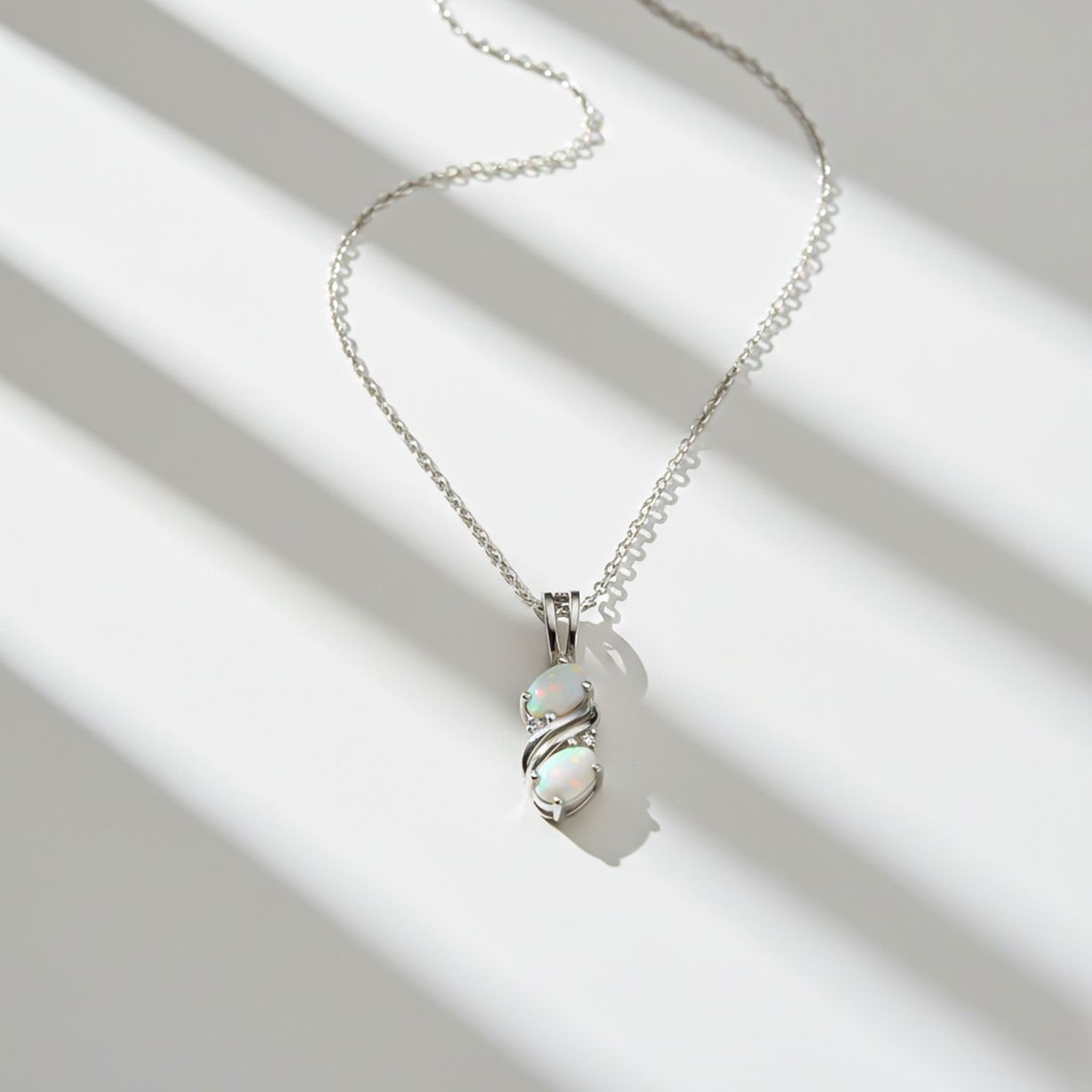 Silver Swirl Twisted Opal Pendant