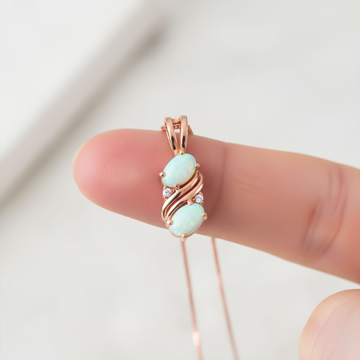 Silver Swirl Twisted Opal Pendant