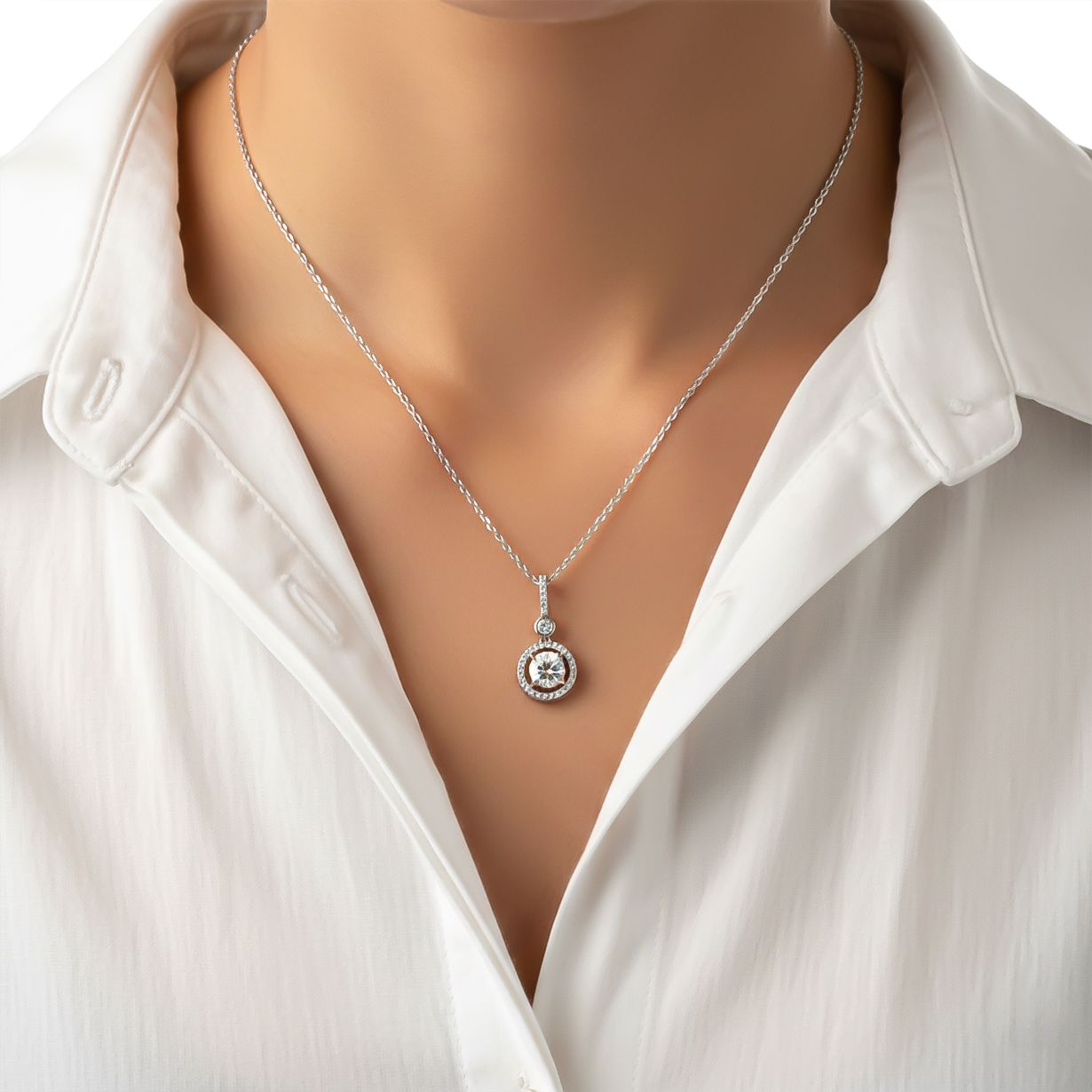 Silver Drizzle Halo Pendant
