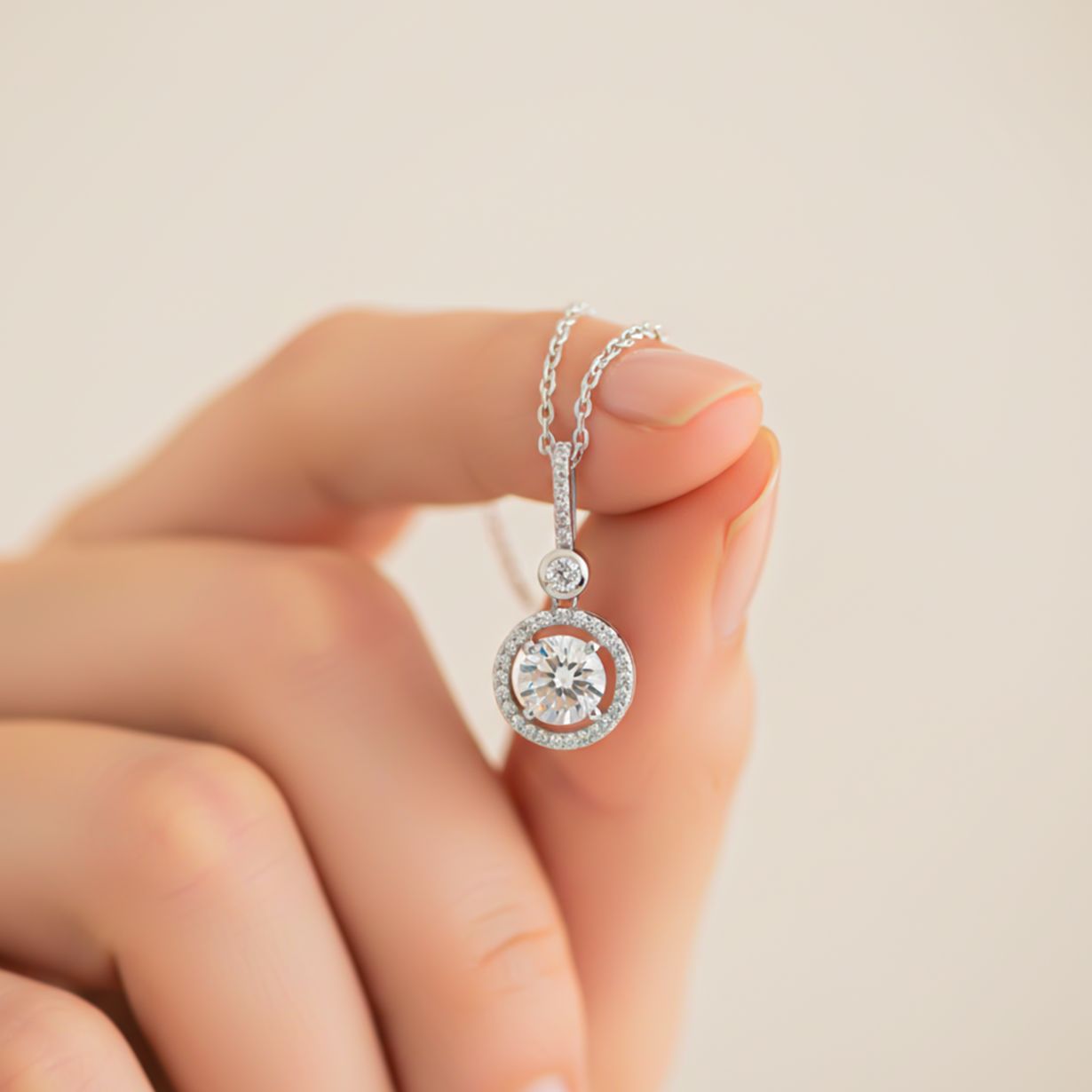 Silver Drizzle Halo Pendant