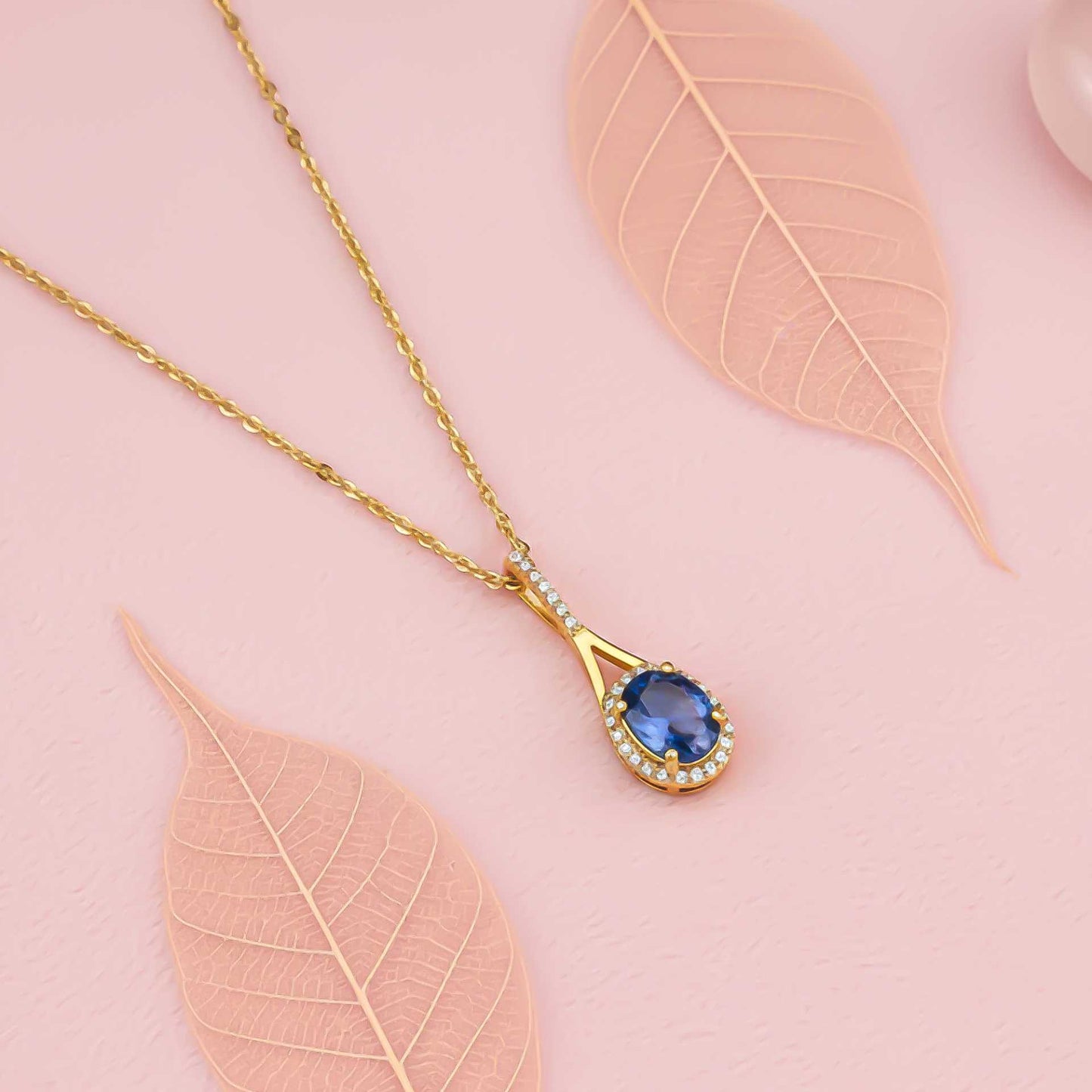 Silver Dazzling Halo Sapphire Pendant