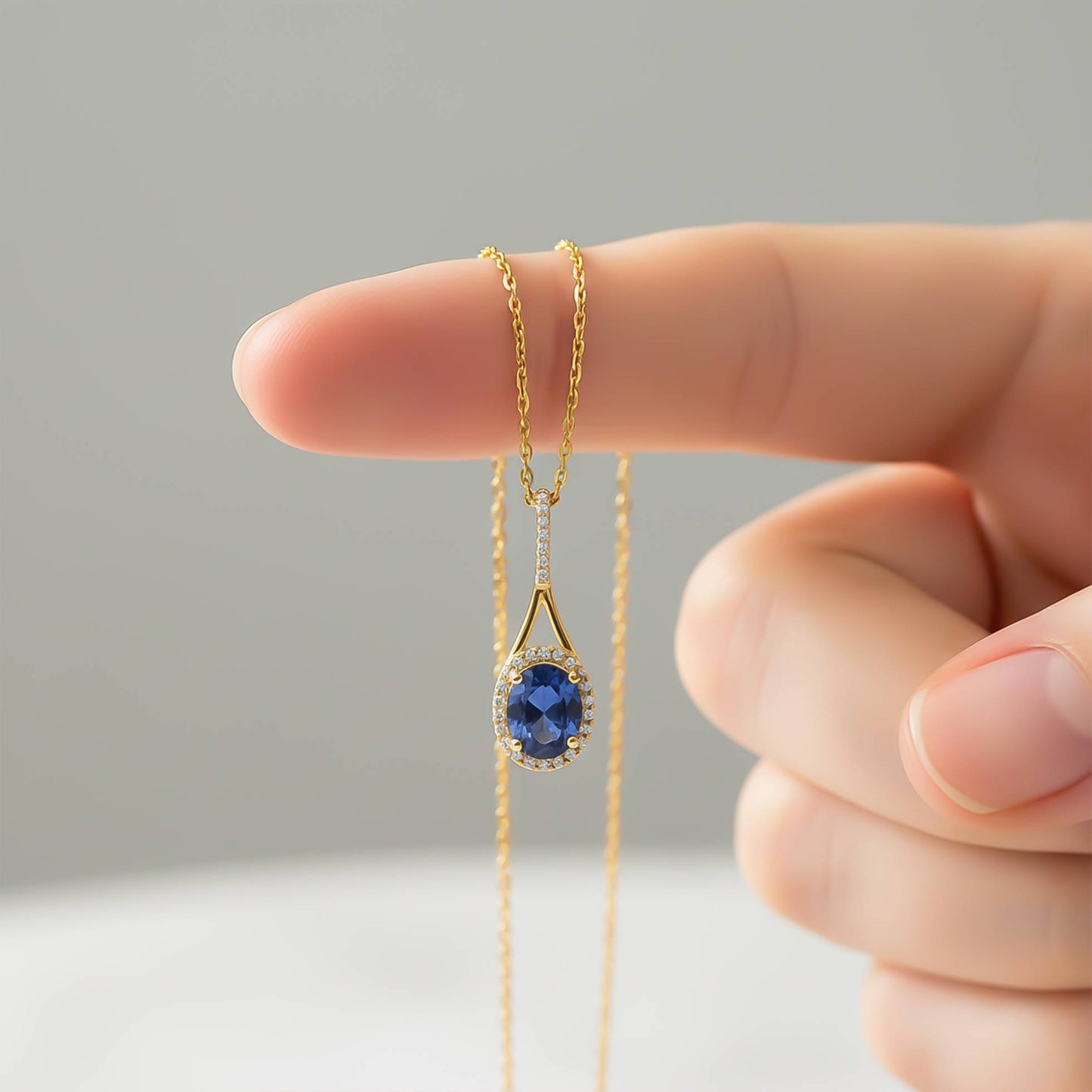Silver Dazzling Halo Sapphire Pendant