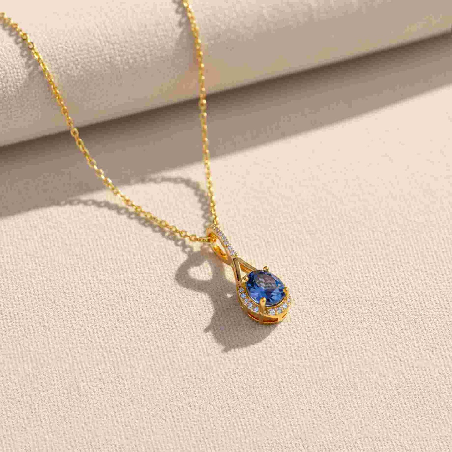 Silver Dazzling Halo Sapphire Pendant